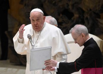Papa Francesco durante l'Udienza generale in Aula Paolo VI