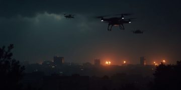 Attacco notturno con droni