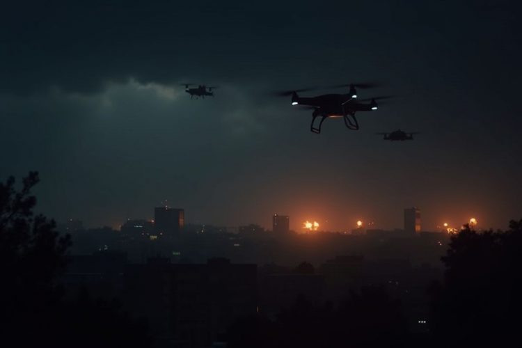 Attacco notturno con droni