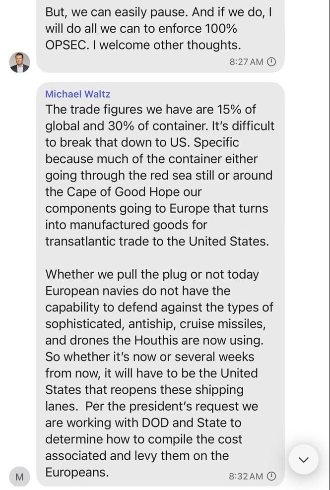 screenshot della chat segreta del Pentagono