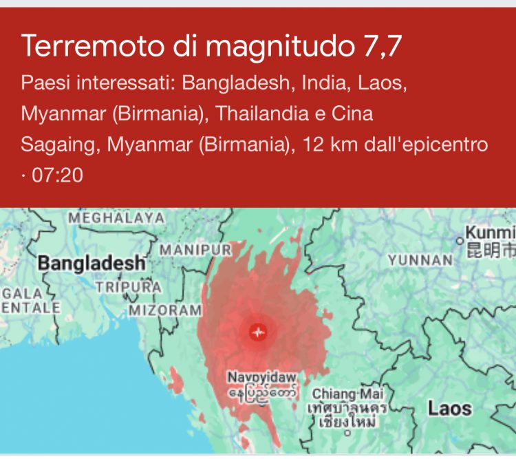 Terremoto in Birmania, scossa di magnitudo 7.7 nel centro del Paese: sisma avvertito anche a Bangkok