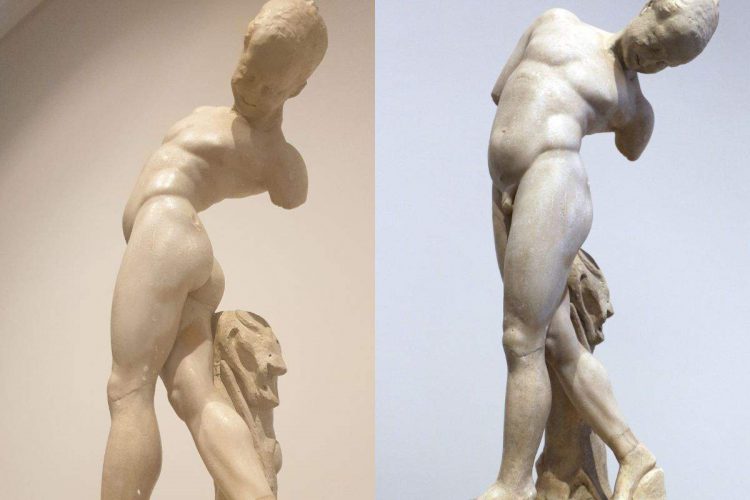 Statua del satiro che si guarda la coda