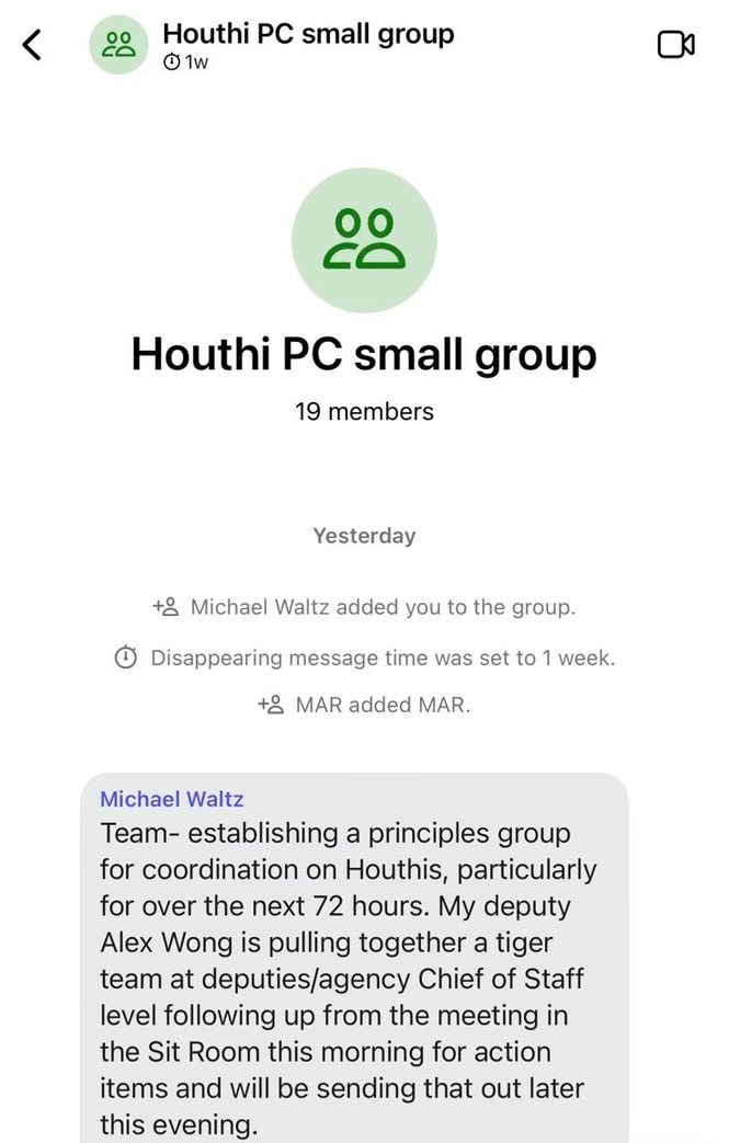 screenshot della chat segreta del Pentagono