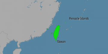 Cartina geografica che mostra Taiwan e i suoi dintorni