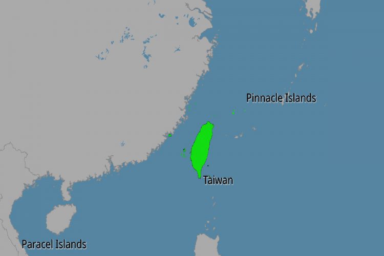 Cartina geografica che mostra Taiwan e i suoi dintorni