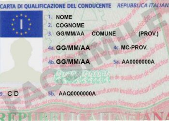 Fac simile della patente Fac simile della patente italiana