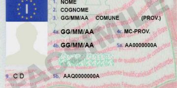 Fac simile della patente Fac simile della patente italiana