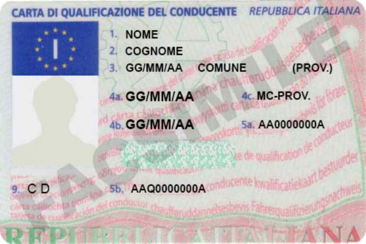 Fac simile della patente Fac simile della patente italiana