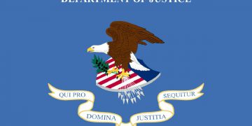La bandiera del Dipartimento di Giustizia degli Stati Uniti
