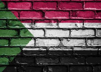 La bandiera del Sudan dipinta su un muro
