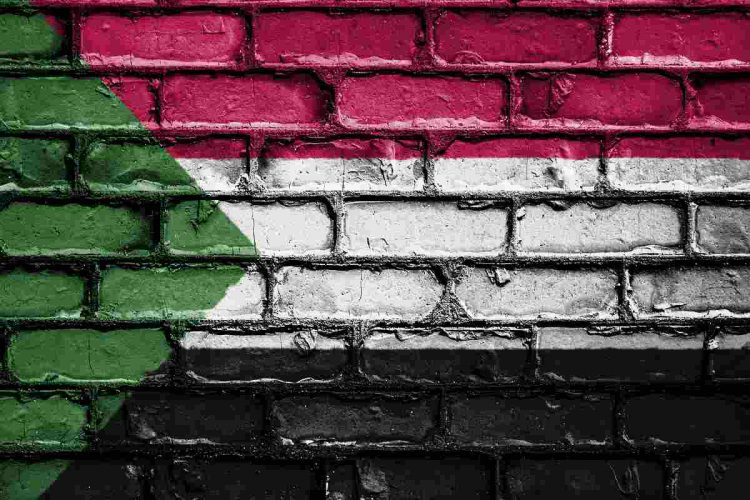 La bandiera del Sudan dipinta su un muro