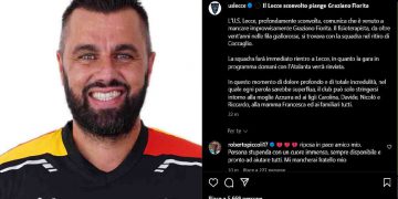 L'annuncio della morte di Graziano Fiorita sul profilo Instagram del Lecce