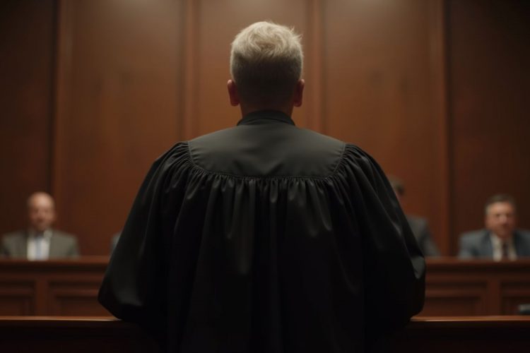 Aula di tribunale con giudice