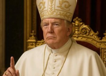 Il presidente Usa, Donald Trump, vestito da Papa