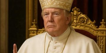 Il presidente Usa, Donald Trump, vestito da Papa