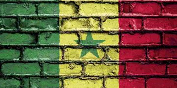 La bandiera del Senegal dipinta su un muro