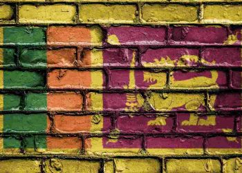 La bandiera dello Sri Lanka dipinta su un muro
