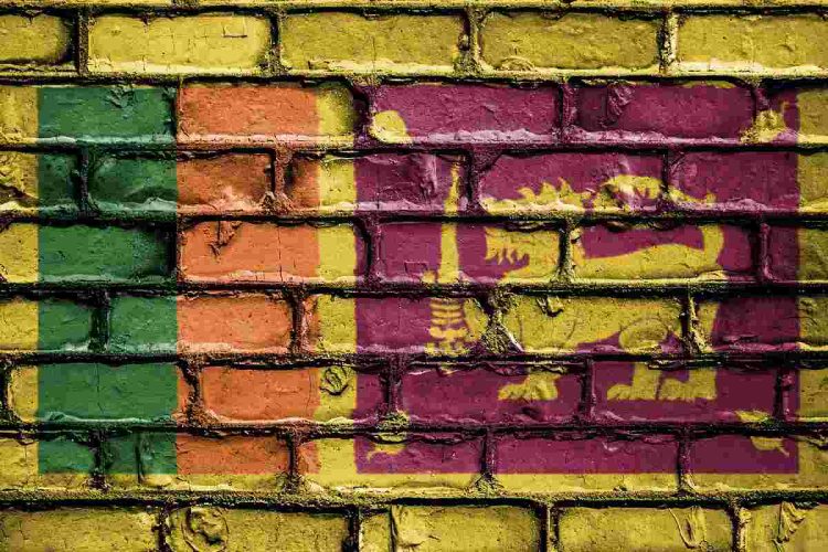 La bandiera dello Sri Lanka dipinta su un muro
