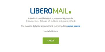 Il messaggio di errore di Libero Mail