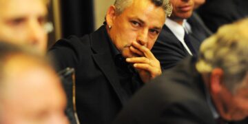 Roberto Baggio, durante la cerimonia d'inizio dei campionati di serie A e B con il saluto ai 44 arbitri che da oggi inizieranno la stagione ufficiale, questo pomeriggio 20 agosto 2010 a Coverciano.