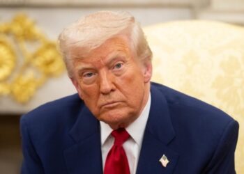 Un primo piano del Presidente degli Stati Uniti Donald Trump