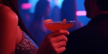 Una donna regge un drink in discoteca