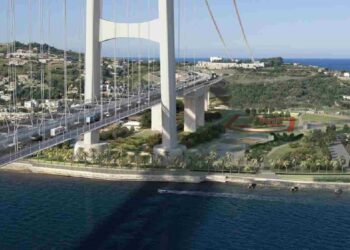 L'immagine del progetto virtuale del ponte sullo Stretto di Messina