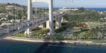 L'immagine del progetto virtuale del ponte sullo Stretto di Messina