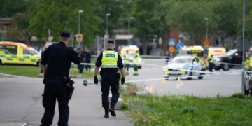 La polizia della Svezia nell'area dov'è avvenuta la sparatoria