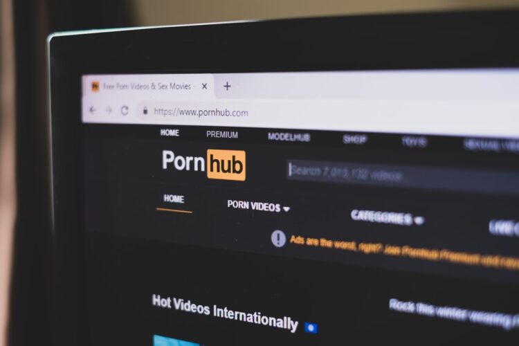 L'homepage di un sito porno