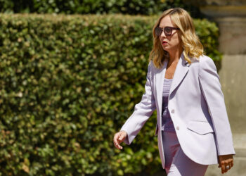 Italian Prime Minister Giorgia Meloni before a meeting with Algerian President Abdelmadjid Tebboune during an Italy Algeria Summit, Rome 23 July 2025. ANSA/FABIO FRUSTACI