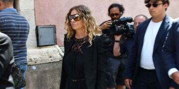 Tiziana Baudo al funerale del padre