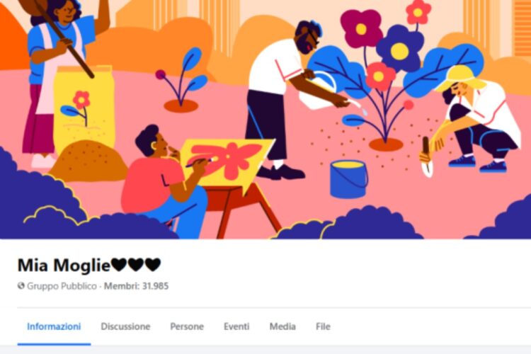 L'immagine di copertina del gruppo Facebook "MIa moglie"