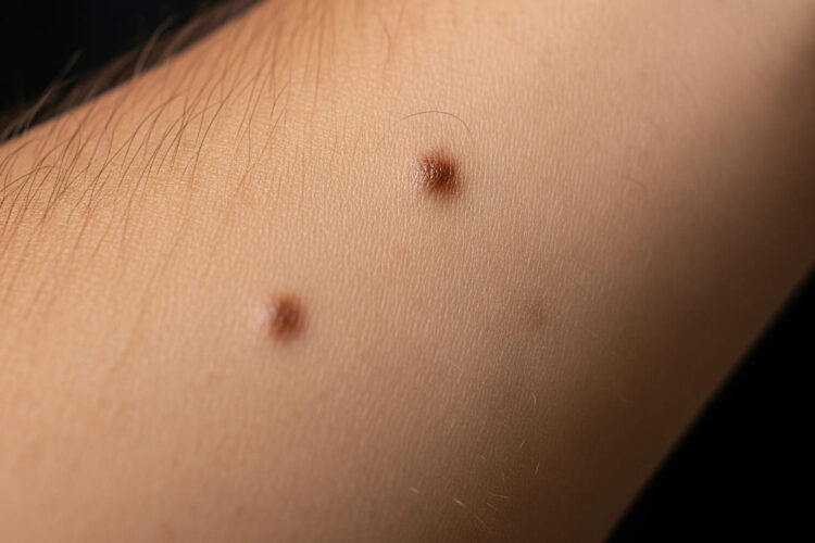 Un braccio con dei nei