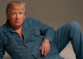 Donald Trump indossa un completo di jeans