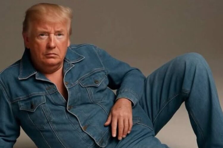 Donald Trump indossa un completo di jeans