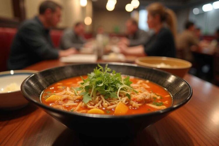 Un piatto di una zuppa cinese al ristorante