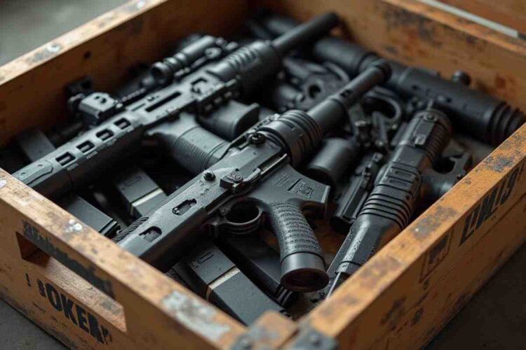 Armi in una cassa di legno