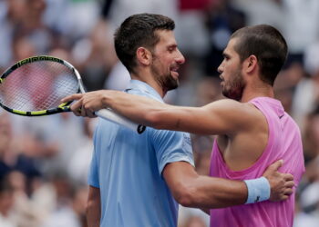 Alcaraz greets Djokovic after Alcaraz defeated Djokovic at US Open@ANSA