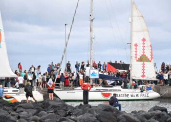 Barca della Global Sumud Flotilla a Catania