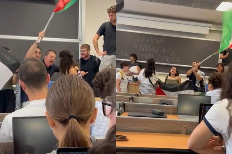 Due foto del blitz pro-Pal all'università di Pisa