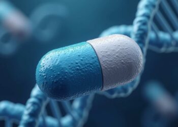 pillola con Dna sullo sfondo