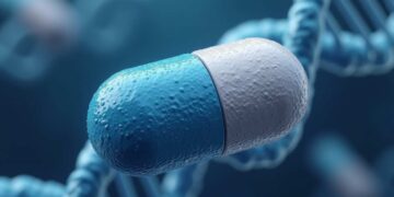 pillola con Dna sullo sfondo