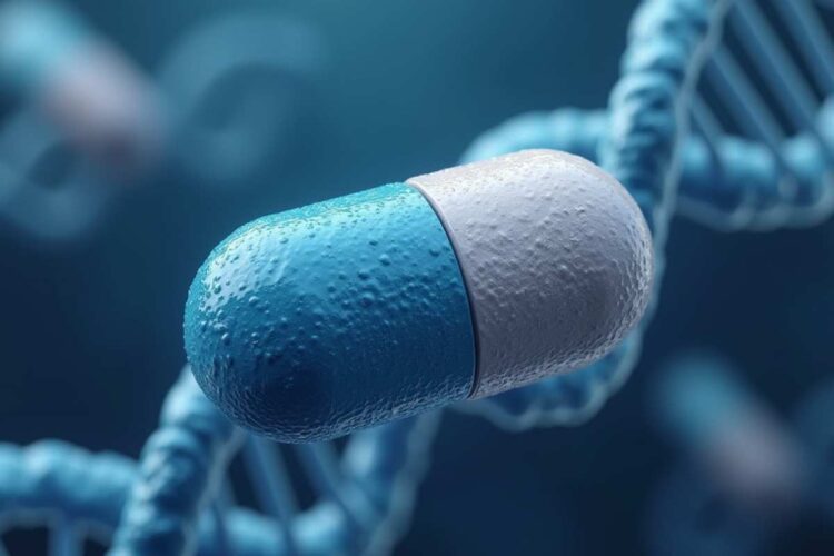 pillola con Dna sullo sfondo