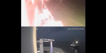 Footage from Family boat’s CCTV confirming the drone strike@globalsumudflotilla