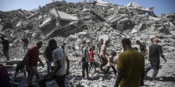 Un'immagine della devastazione a Gaza City