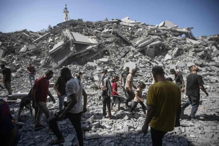 Un'immagine della devastazione a Gaza City