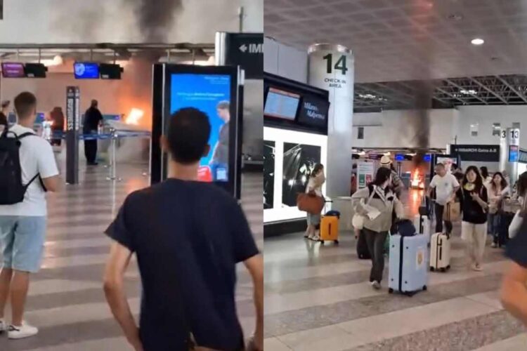 L'incendio nel Terminal 1 di Malpensa