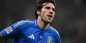 Sandro Tonali, autore del gol decisivo nel recupero in Italia-Israele