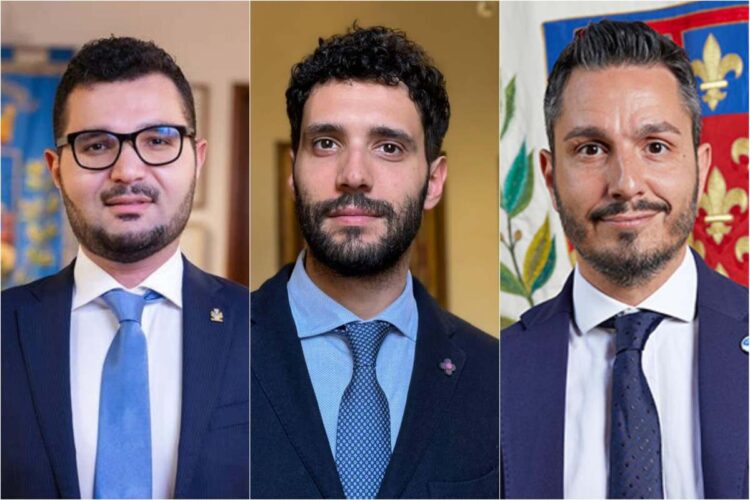 Tommaso Cocci (al centro) assieme a Andrea Poggianti (a sinistra) e Claudio Belgiorno (a destra)